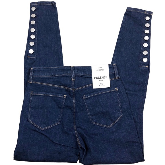 NWT L'AGENCE Piper High Rise Skinny Jeans Button Ankle Dark Wash Denim Size 25 - Picture 10 of 16